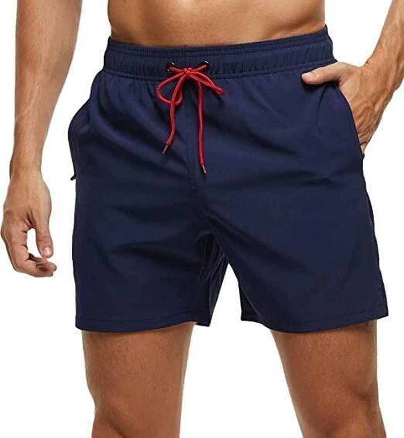 Jurunfeng Men'S Solid Swim Trunks Quick Dry Beach Shorts,Regular Fit Casual Fashion Comfy Shorts for Summer,With Zipper Pockets and Mesh Lining Activewear Allinoneshop-24