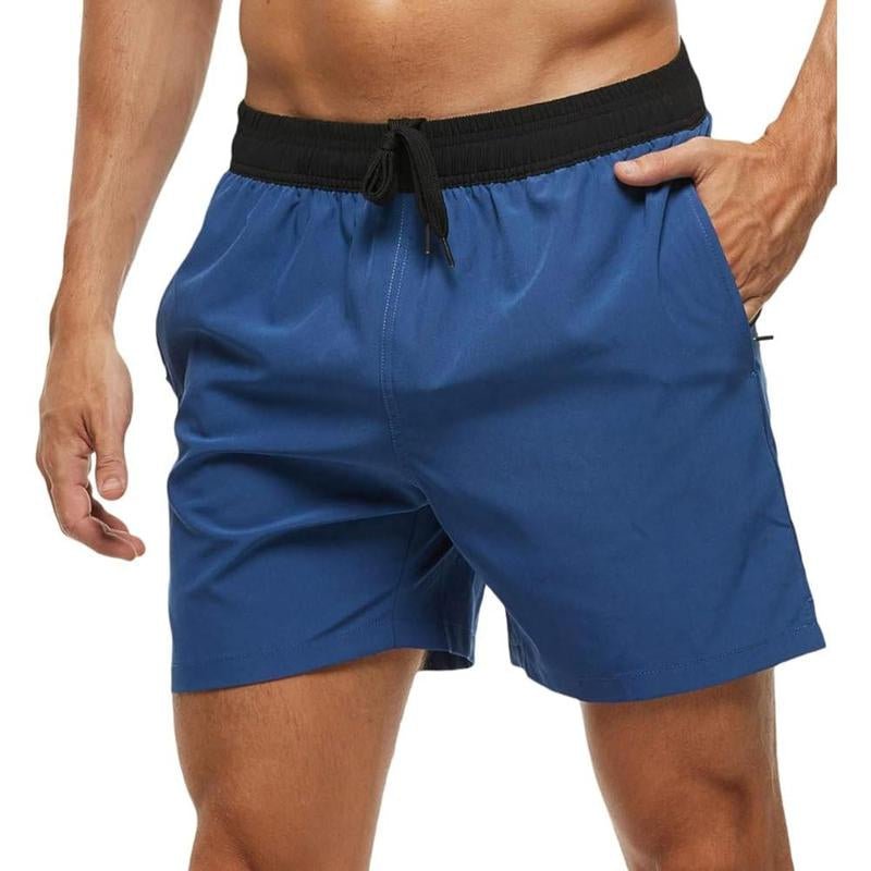Jurunfeng Men'S Solid Swim Trunks Quick Dry Beach Shorts,Regular Fit Casual Fashion Comfy Shorts for Summer,With Zipper Pockets and Mesh Lining Activewear Allinoneshop-24