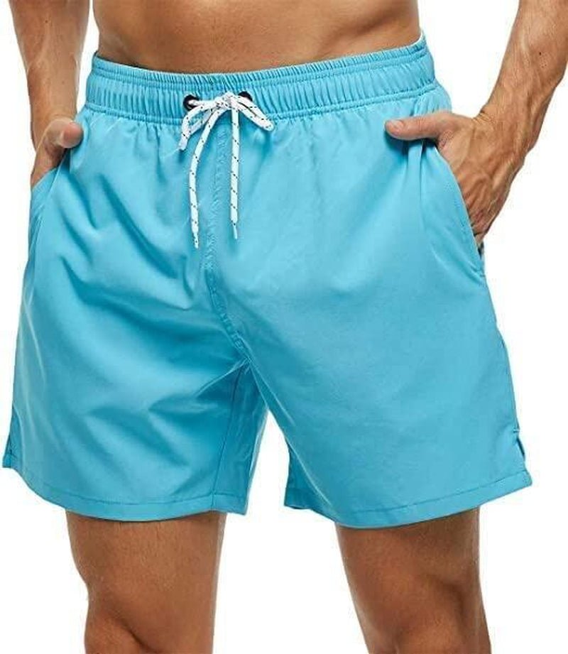Jurunfeng Men'S Solid Swim Trunks Quick Dry Beach Shorts,Regular Fit Casual Fashion Comfy Shorts for Summer,With Zipper Pockets and Mesh Lining Activewear Allinoneshop-24
