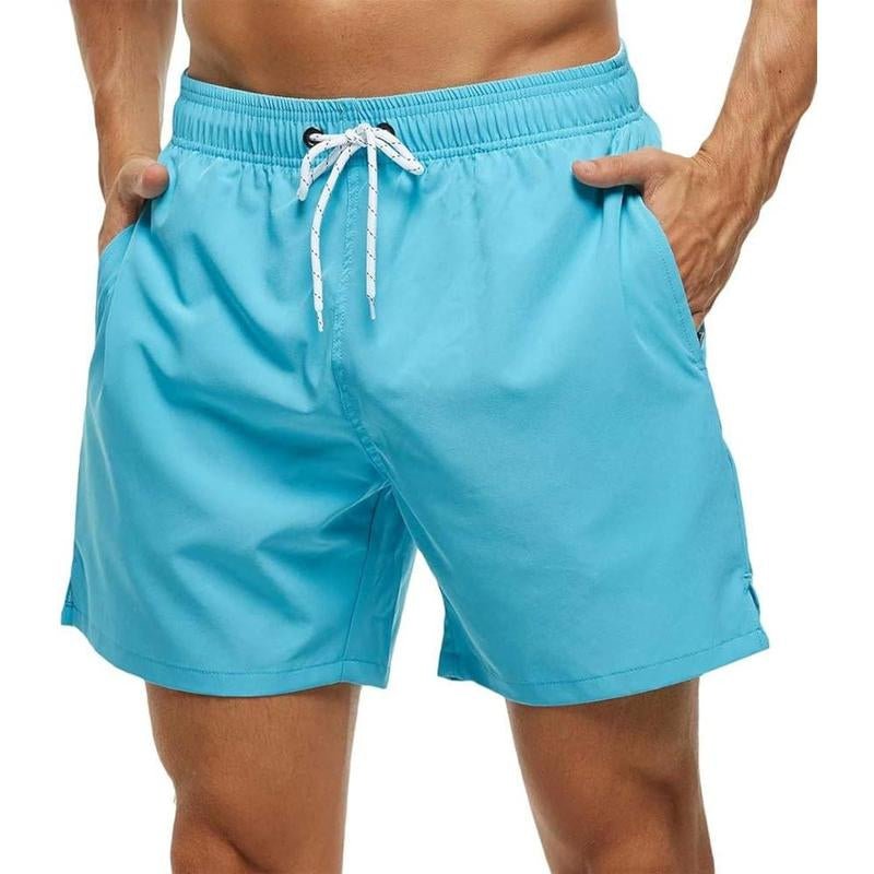 Jurunfeng Men'S Solid Swim Trunks Quick Dry Beach Shorts,Regular Fit Casual Fashion Comfy Shorts for Summer,With Zipper Pockets and Mesh Lining Activewear Allinoneshop-24