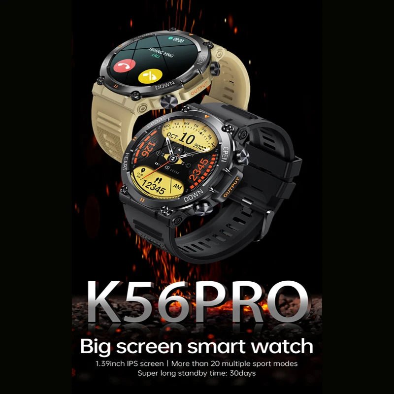 K56PRO Smart Watch Men Fitness Tracker Bluetooth Call Smartwatch Sport Modes Heart Rate Blood Pressure Monitor for Android IOS Allinoneshop-24