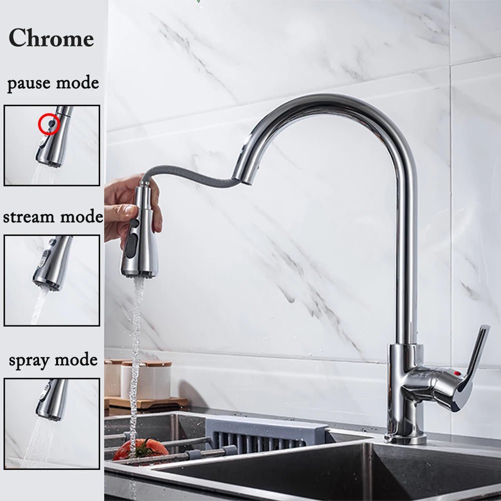 Kitchen Faucet Black Kitchen Tap Pull Out Kitchen Sink Mixer Tap Brushed Nickle Stream Sprayer Head Chrome Kitchen Water Tap Allinoneshop-24