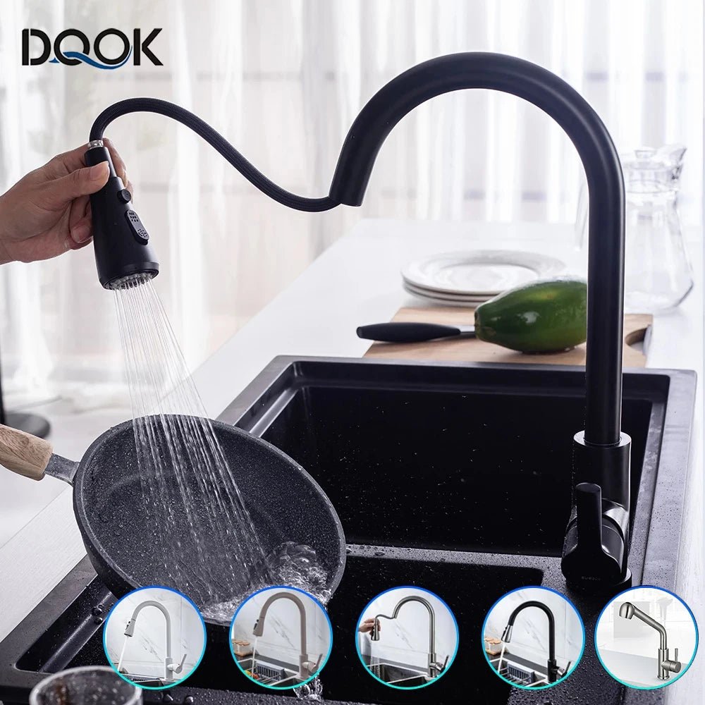 Kitchen Faucet Black Kitchen Tap Pull Out Kitchen Sink Mixer Tap Brushed Nickle Stream Sprayer Head Chrome Kitchen Water Tap Allinoneshop-24