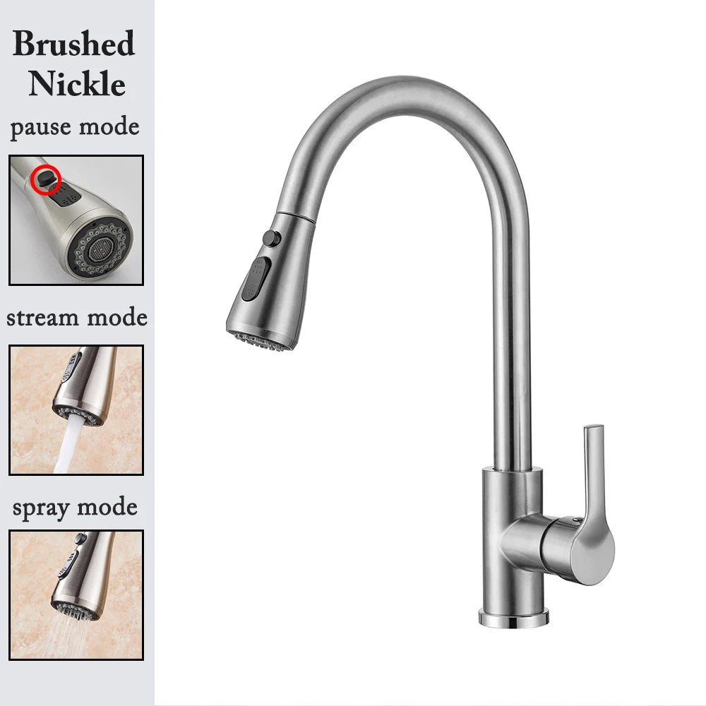 Kitchen Faucet Black Kitchen Tap Pull Out Kitchen Sink Mixer Tap Brushed Nickle Stream Sprayer Head Chrome Kitchen Water Tap Allinoneshop-24