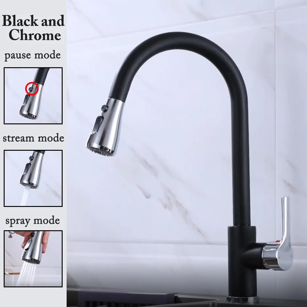 Kitchen Faucet Black Kitchen Tap Pull Out Kitchen Sink Mixer Tap Brushed Nickle Stream Sprayer Head Chrome Kitchen Water Tap Allinoneshop-24