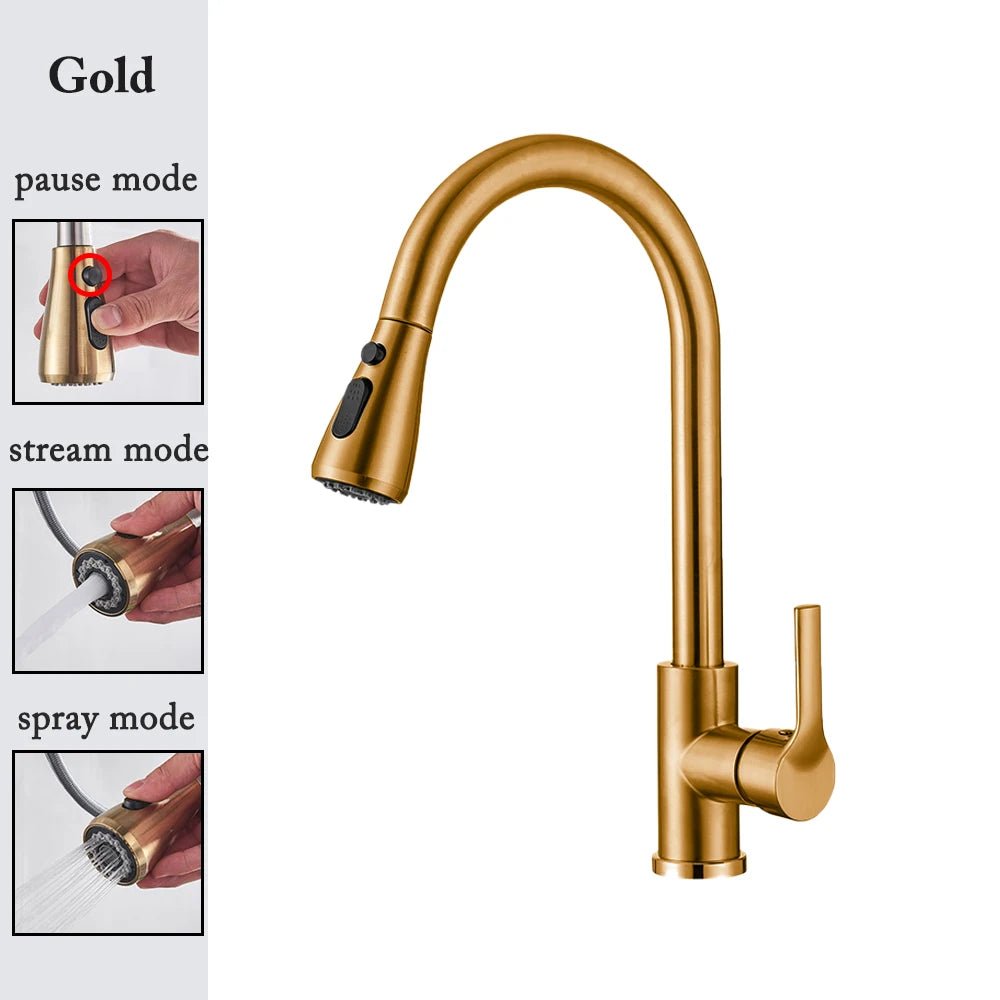 Kitchen Faucet Black Kitchen Tap Pull Out Kitchen Sink Mixer Tap Brushed Nickle Stream Sprayer Head Chrome Kitchen Water Tap Allinoneshop-24