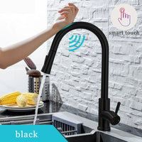 Kitchen Faucet Pull Out Brushed Nickle Sensor Stainless Steel Black Smart Induction Mixed Tap Touch Control Sink Tap Allinoneshop-24