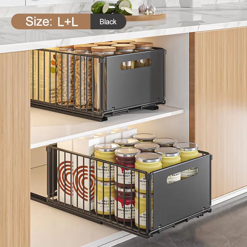 Kitchen Storage Rack Pull Out Cabinet Organizer Slide Drawer Storage Tray Seasoning Bottle Spice Storage Rack Kitchen Organizer Allinoneshop-24