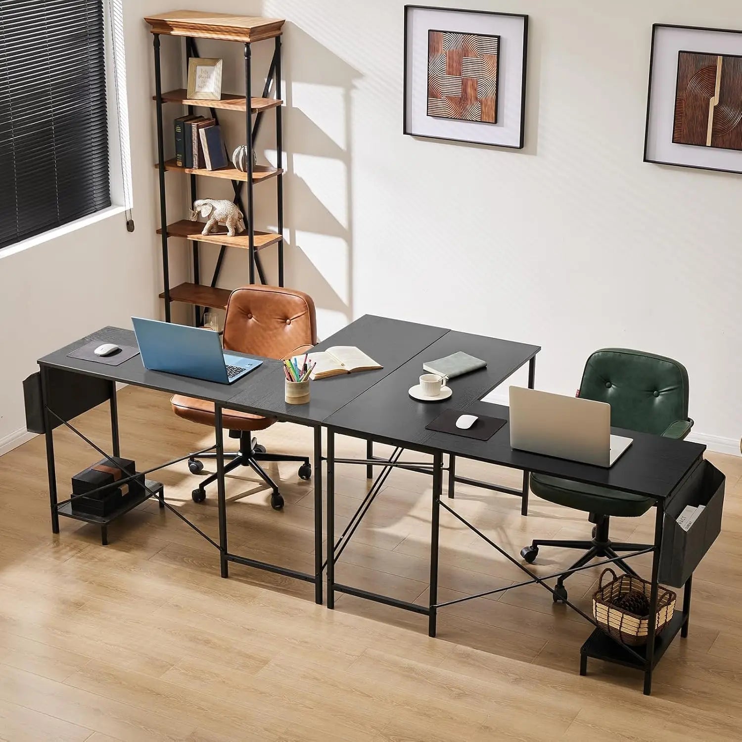 L Shaped Desk. 50-Inch Computer Desk. Corner Gaming Desk. CPU Stand. Home Office. Black. Allinoneshop-24