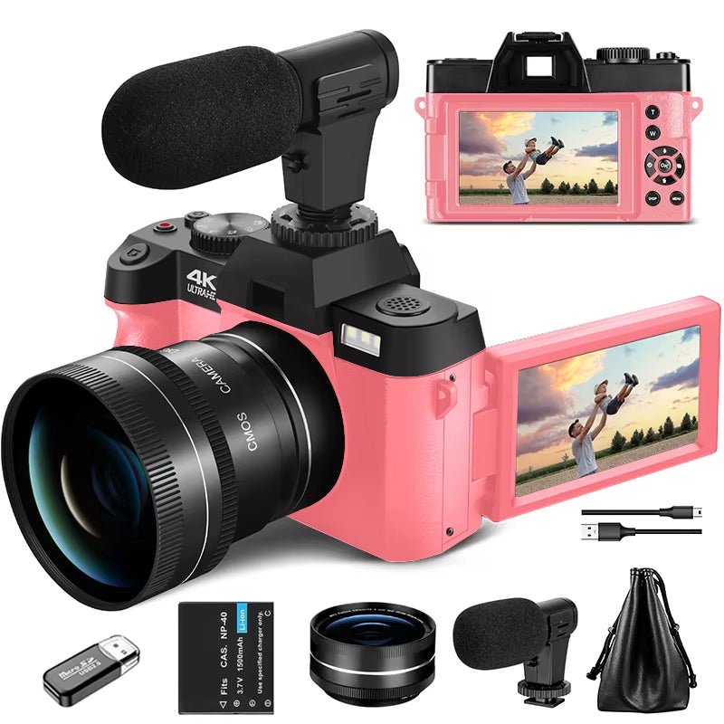Macro Lens 4K Pink Digital Camera Flip Screen Selfie Camera 48MP Youtube Vlog WIFI Network Camera 16X Digital Zoom Allinoneshop-24