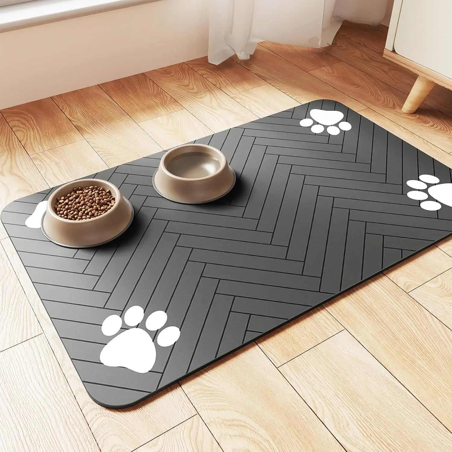 Pet Feeding Mat-Absorbent Pet Placemat for Food and Water Bowl, with Waterproof Rubber Backing, Quick Dry Water Mat for Dog Cat Allinoneshop-24