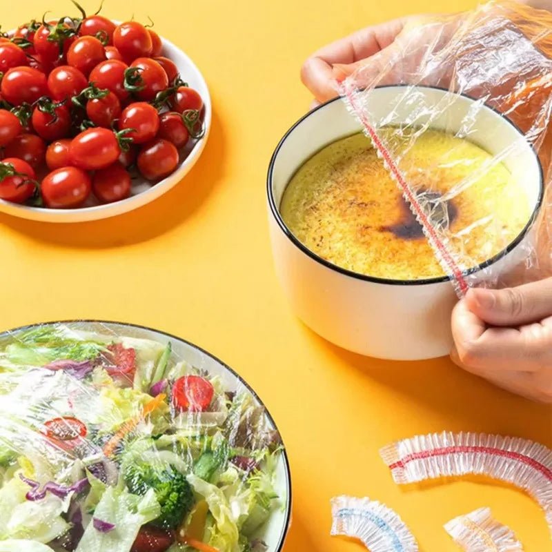 Plastic Disposable Food Cover Storage Bags Kitchen Colorful Elastic Wrap Food Covers Fresh-Keeping Lid Plate Nylon Packaging Bag Allinoneshop-24