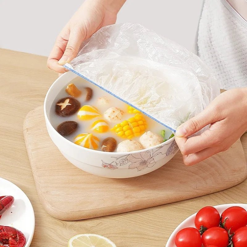 Plastic Disposable Food Cover Storage Bags Kitchen Colorful Elastic Wrap Food Covers Fresh-Keeping Lid Plate Nylon Packaging Bag Allinoneshop-24