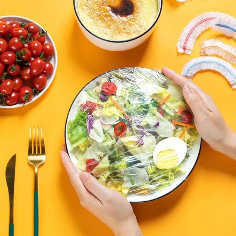 Plastic Disposable Food Cover Storage Bags Kitchen Colorful Elastic Wrap Food Covers Fresh-Keeping Lid Plate Nylon Packaging Bag Allinoneshop-24