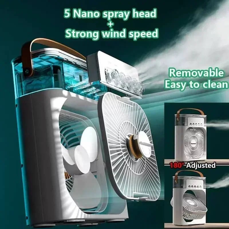Portable Air Conditioner Fan Household Hydrocooling Water Mist Cooler Portable Air Adjustment for Office 3 Speed Fan Allinoneshop-24