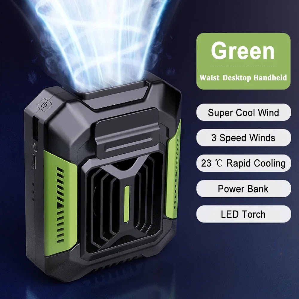 Portable Waist Fan, Wearable Belt Shirt Body Fan, Rechargeable Hanging Neck Fan, Outdoor Working Waist Clip Fan with LED Lights Allinoneshop-24