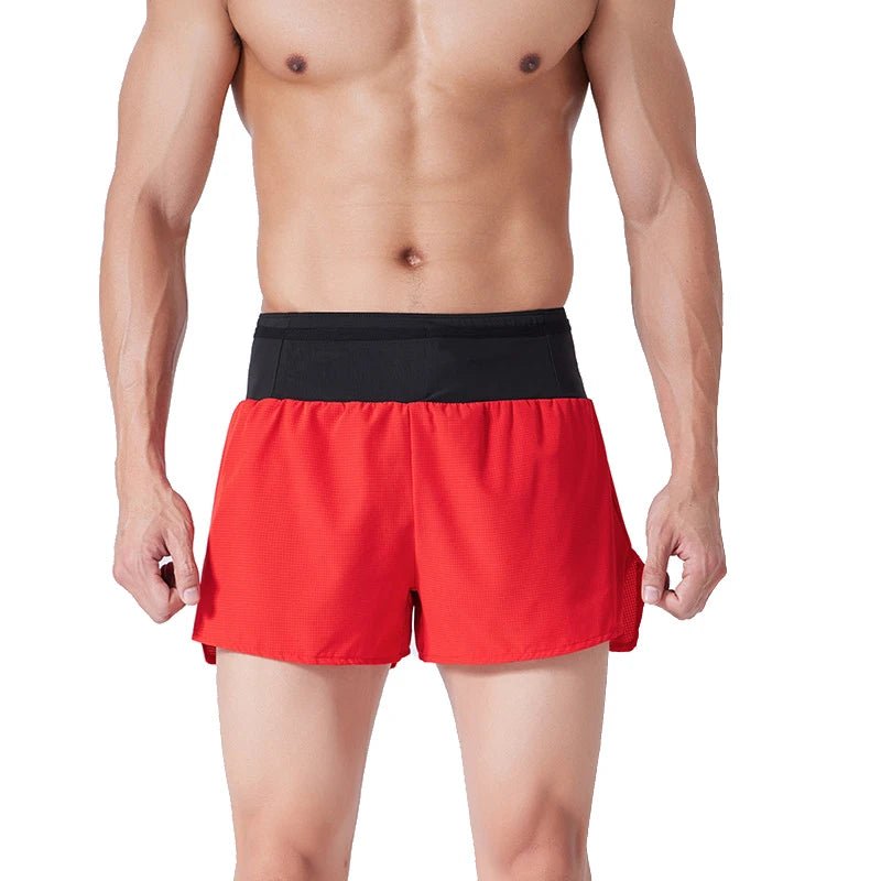(S - 4XL)Men Women Teens Double Layer Quick Dry Marathon Running Sport Shorts with Zipper Pocket Trackless Fitness Training Shorts - Allinoneshop - 24