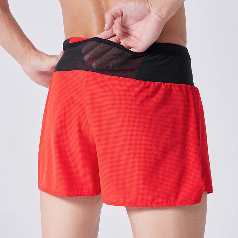 (S - 4XL)Men Women Teens Double Layer Quick Dry Marathon Running Sport Shorts with Zipper Pocket Trackless Fitness Training Shorts - Allinoneshop - 24