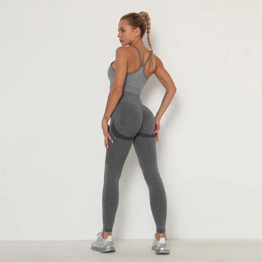 Seamless Women Gym Set Long Sleeve Top Belly Control High Waist Sport Leggings Gym Clothes Girls Tracksuit Sport Suit Sportwear Allinoneshop-24