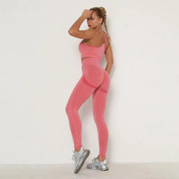Seamless Women Gym Set Long Sleeve Top Belly Control High Waist Sport Leggings Gym Clothes Girls Tracksuit Sport Suit Sportwear Allinoneshop-24