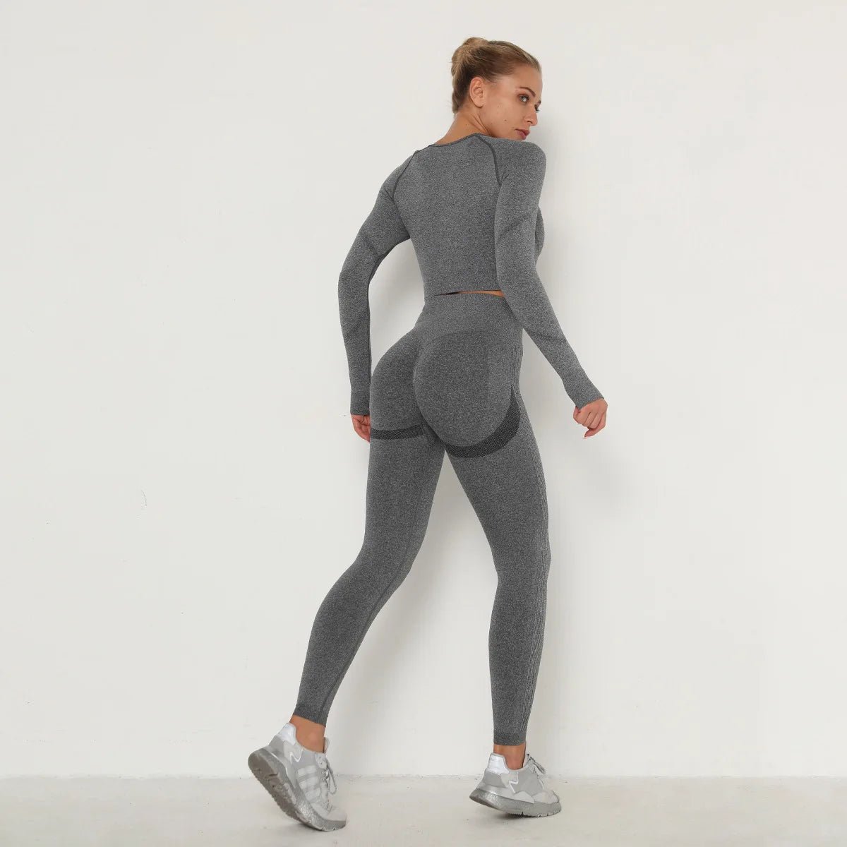Seamless Women Gym Set Long Sleeve Top Belly Control High Waist Sport Leggings Gym Clothes Girls Tracksuit Sport Suit Sportwear Allinoneshop-24