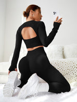 Seamluxe Sport Cut & Back Thumb Holes Sports Set Workout Women Setwomen Workout Set Allinoneshop-24