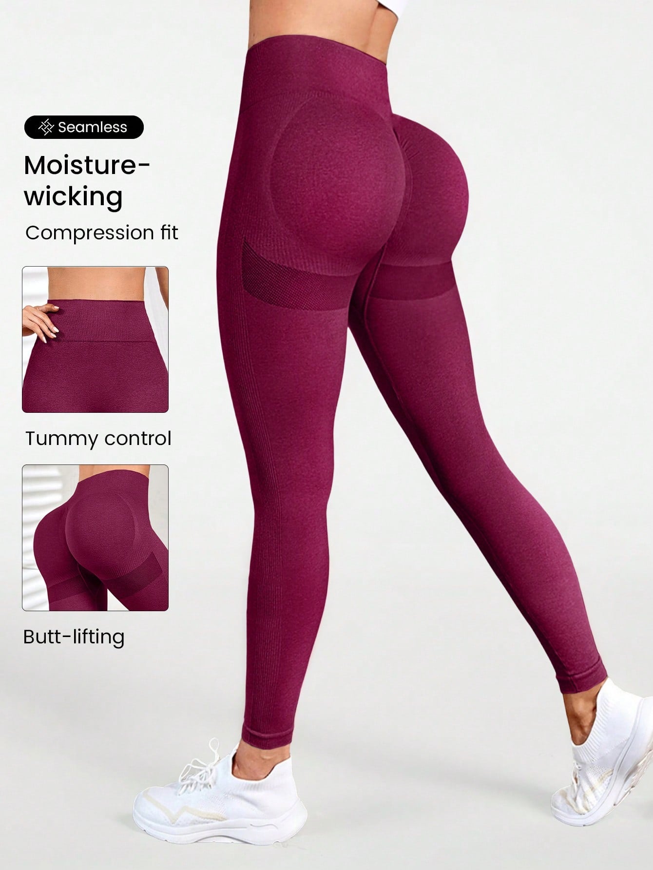 Seamluxe Sport Yoga Leggings Seamless Wide Waistband Scrunch Butt Gym Leggings for Chinese New Year Allinoneshop-24