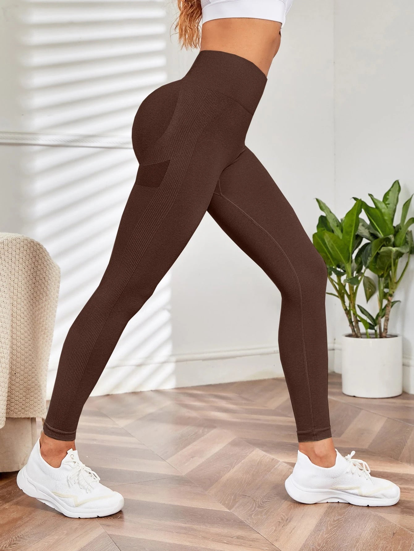 Seamluxe  Sport Yoga Leggings Seamless Wide Waistband Scrunch Butt Training Tights Allinoneshop-24