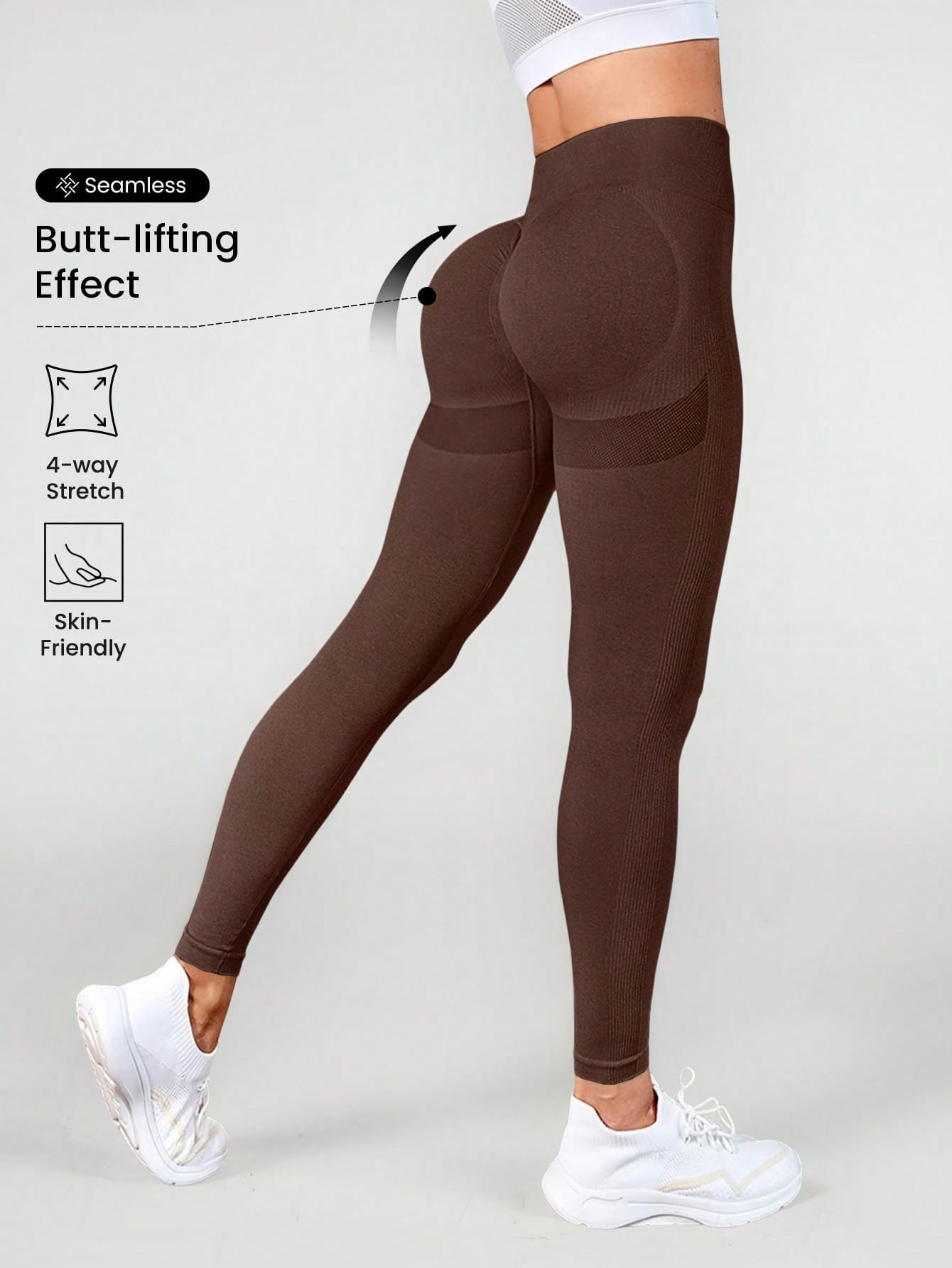 Seamluxe  Sport Yoga Leggings Seamless Wide Waistband Scrunch Butt Training Tights Allinoneshop-24