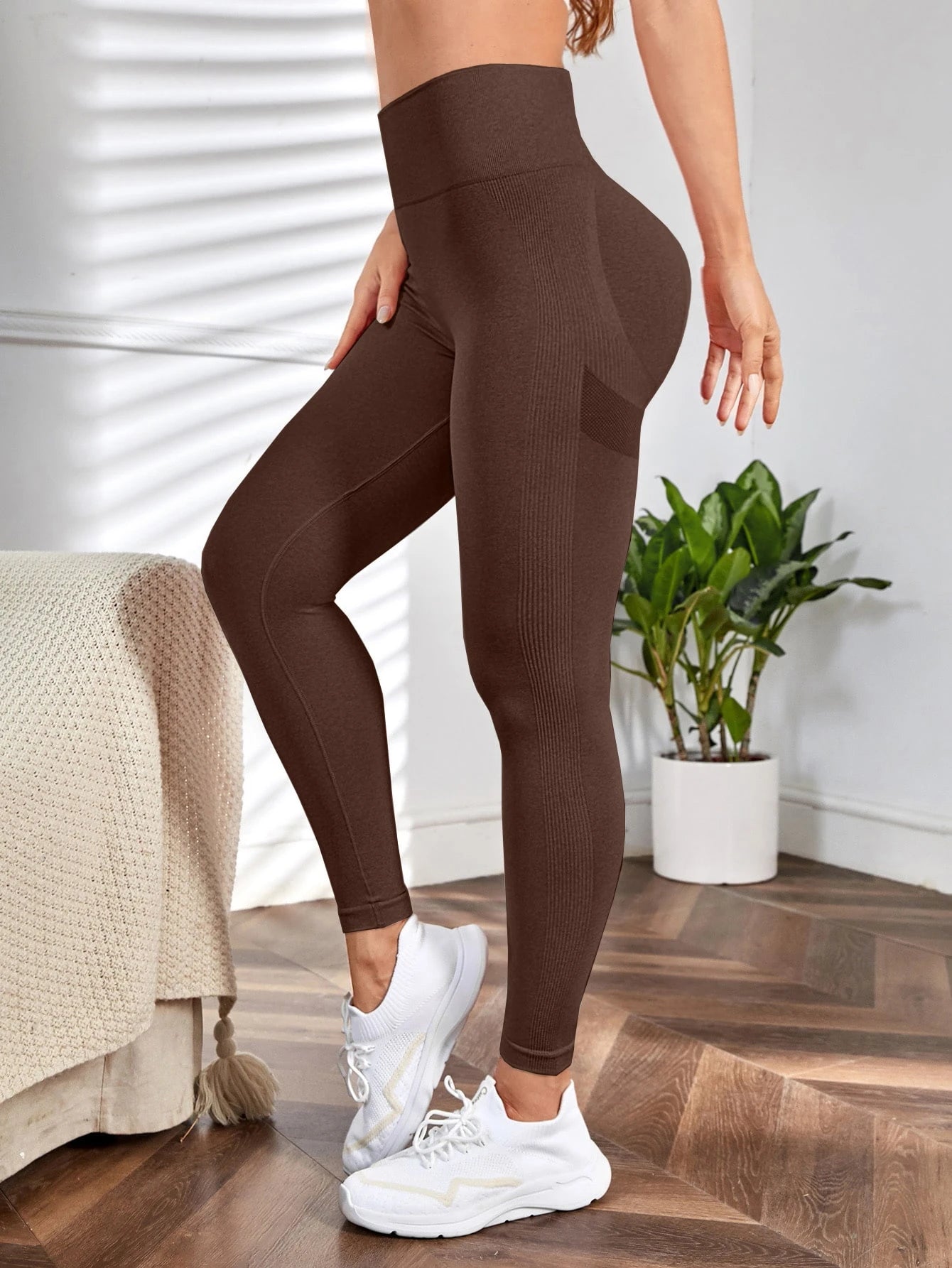 Seamluxe  Sport Yoga Leggings Seamless Wide Waistband Scrunch Butt Training Tights Allinoneshop-24