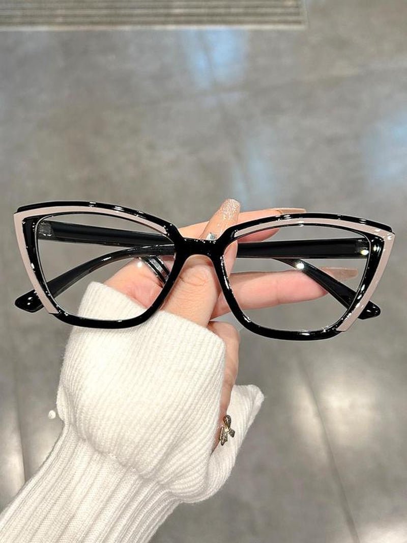 Simple Anti-Blue Light Fashion Frames Eyeglasses, Basic Cat Eye Frame for Women & Men, Fashionable Eyeglasses for Work, Daily Decor, Perfect Accessories for Student Daily Use Allinoneshop-24