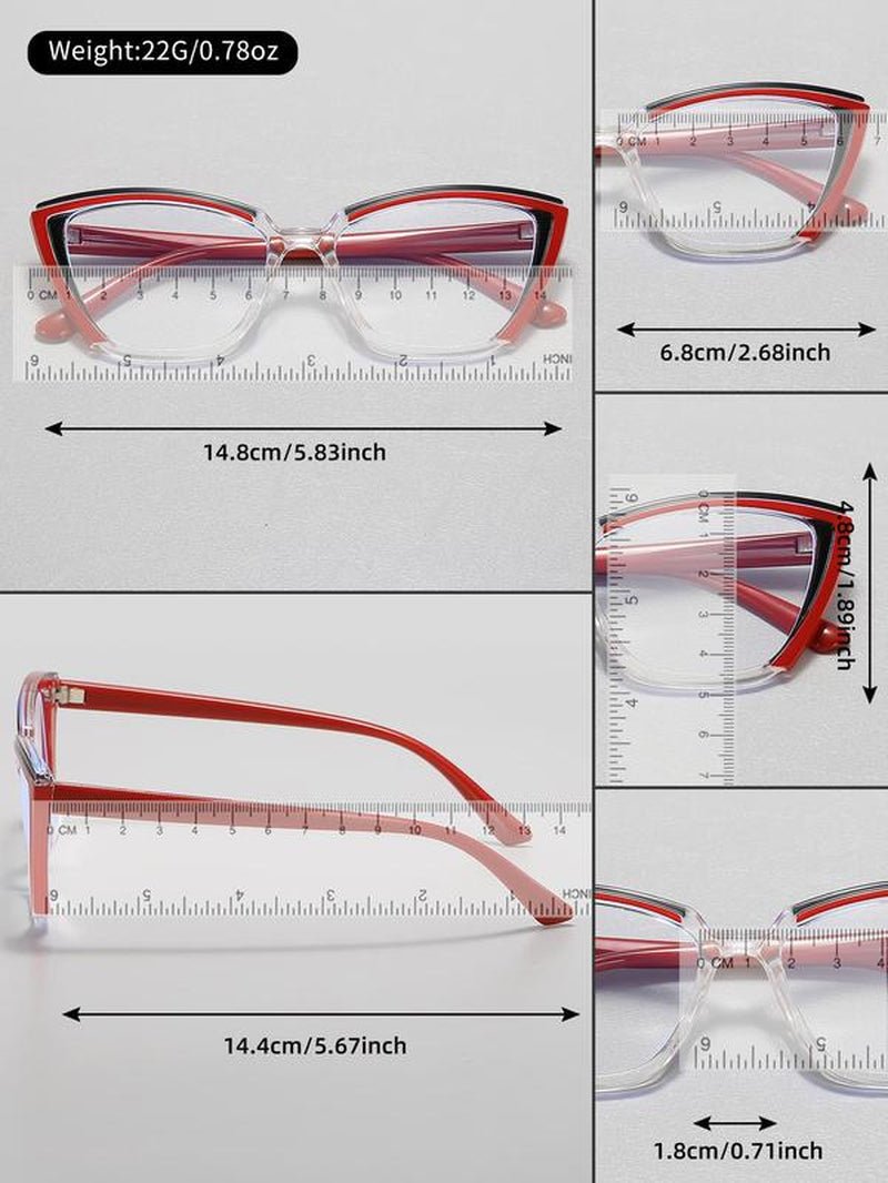 Simple Anti-Blue Light Fashion Frames Eyeglasses, Basic Cat Eye Frame for Women & Men, Fashionable Eyeglasses for Work, Daily Decor, Perfect Accessories for Student Daily Use Allinoneshop-24