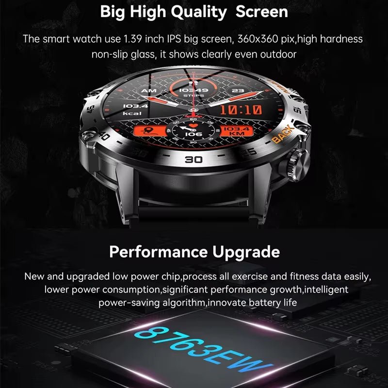 Smart Watch K52 Bluetooth Call 1.39Inch IPS Big Screen 400Mah Long Standby Health Monitoring Outdoor Sport Men Women Smartwatch Allinoneshop-24