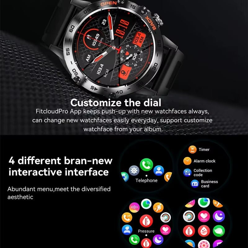 Smart Watch K52 Bluetooth Call 1.39Inch IPS Big Screen 400Mah Long Standby Health Monitoring Outdoor Sport Men Women Smartwatch Allinoneshop-24