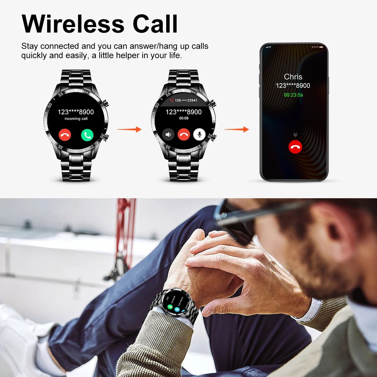 Smart Watch Men Fashion Full Touch Luxury Bluetooth Call Smart Watches Men Waterproof Sport Fitness Smartwatch for Men 2025 Allinoneshop-24