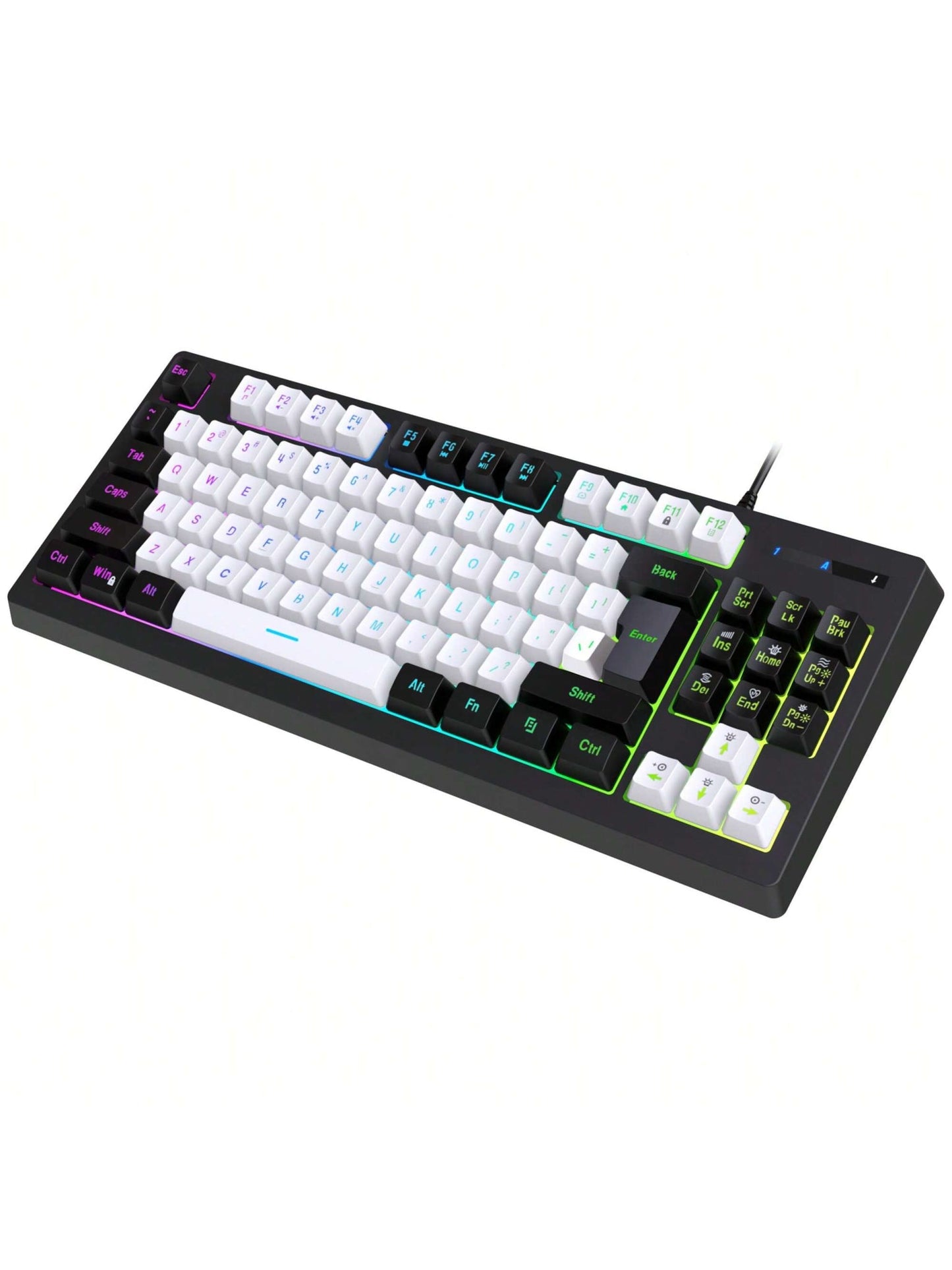 Snpurdiri Snpurdiri Rgb Illuminated, Compact Gaming Keyboard, Usb Cable 87-Key Gaming Keyboard, Led Rainbow Backlit Keyboard, Membrane Keyboard, Suitable for Laptop, Pc Gaming, and Work Keyboard Allinoneshop-24