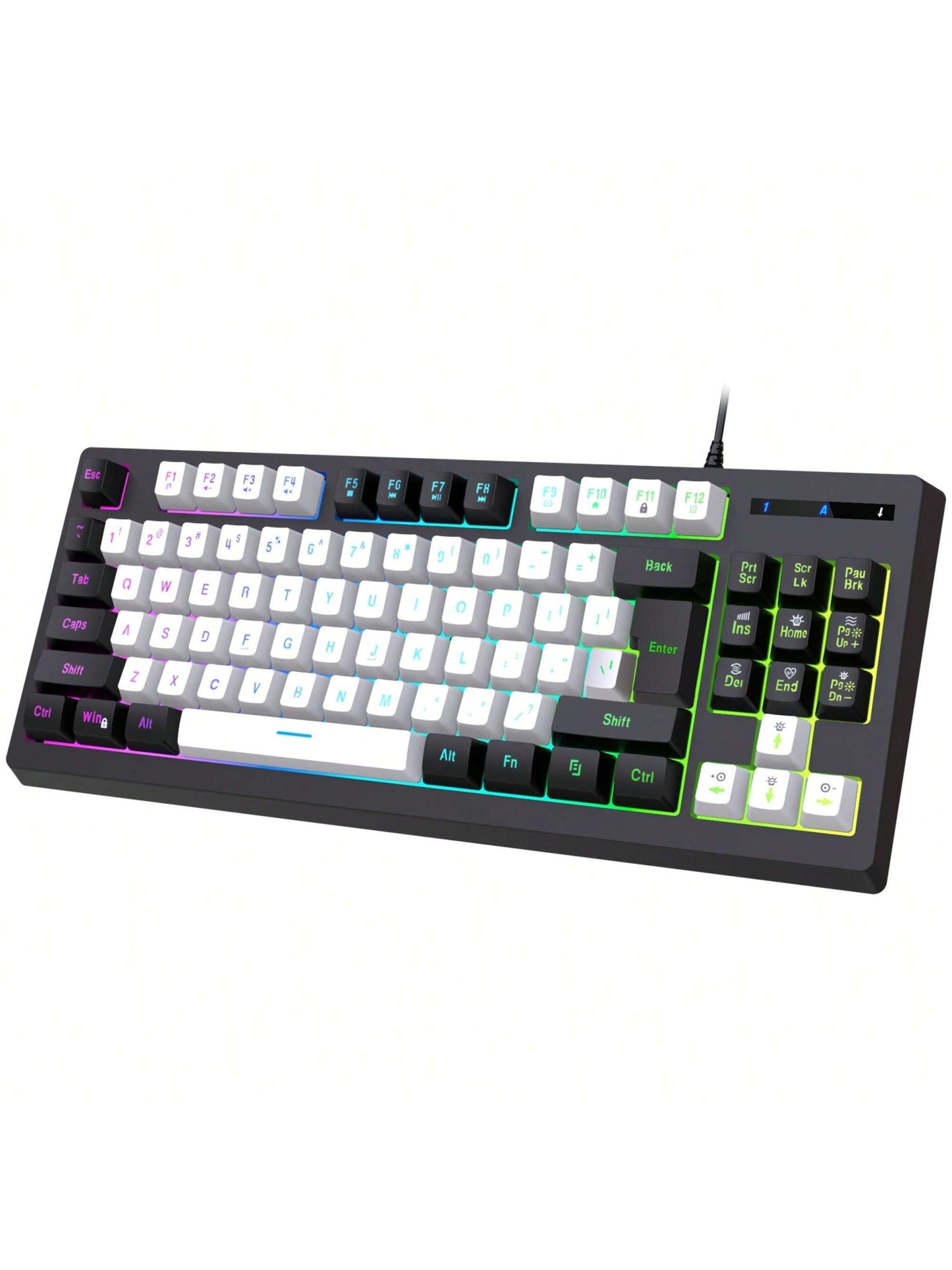 Snpurdiri Snpurdiri Rgb Illuminated, Compact Gaming Keyboard, Usb Cable 87-Key Gaming Keyboard, Led Rainbow Backlit Keyboard, Membrane Keyboard, Suitable for Laptop, Pc Gaming, and Work Keyboard Allinoneshop-24