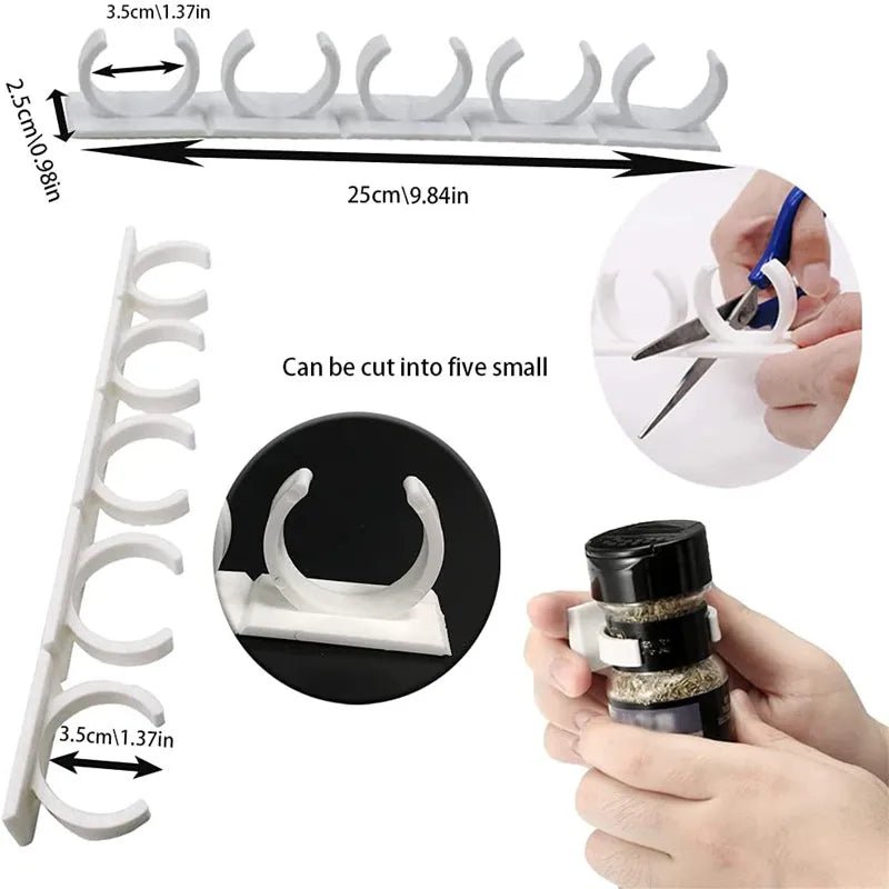 Spice Bottle Rack Kitchen Storage Rack Wall Mount Jars Holder Tools Plastic Clip Jar Rack Cabinet Door Hooks Ingredient Spice Allinoneshop-24