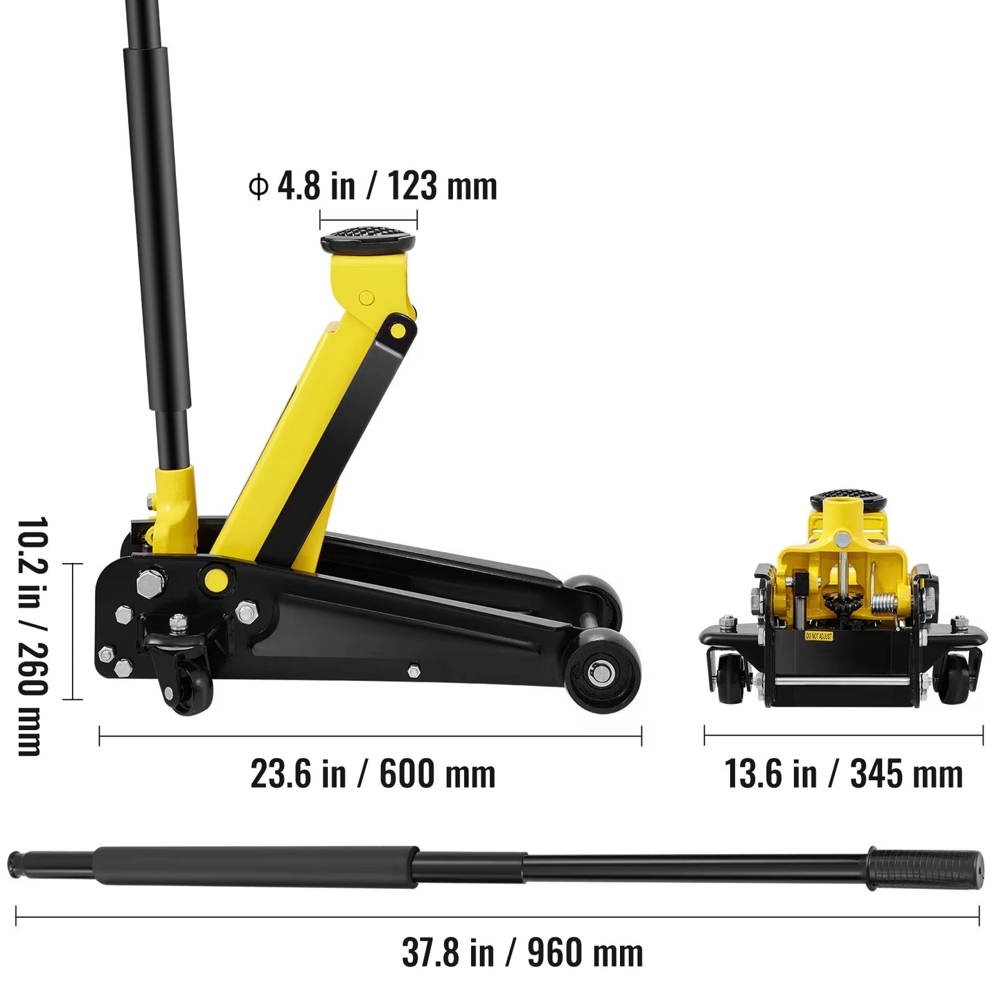 Succebuy Floor Jack Low Profile Floor Jack Heavy-Duty Steel Racing Floor Jack Quick Lift Pump Floor Lifting Range 3.64"-19.49" Allinoneshop-24
