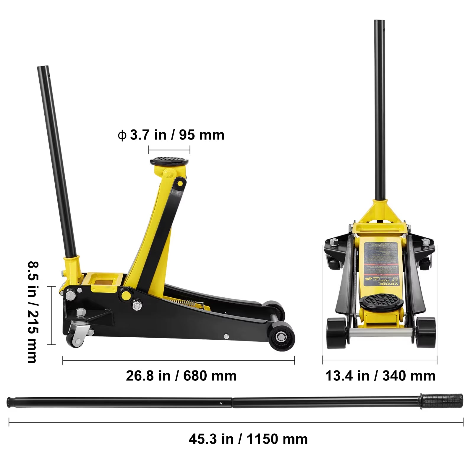 Succebuy Floor Jack Low Profile Floor Jack Heavy-Duty Steel Racing Floor Jack Quick Lift Pump Floor Lifting Range 3.64"-19.49" Allinoneshop-24