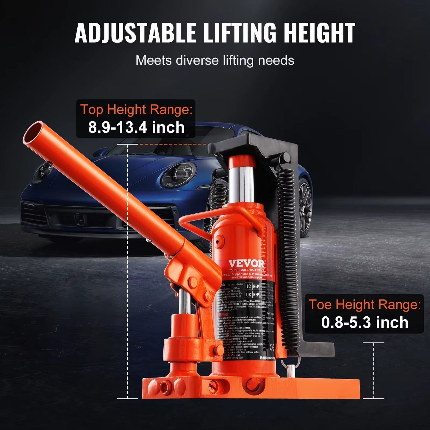 Succebuy Hydraulic Toe Jack 2.5 Ton on Toe Toe Jack Lift 5 Ton Top Lift Capacity Machine Jack 0.8-5.3 in Toe Height 8.9-13.4 Top Allinoneshop-24