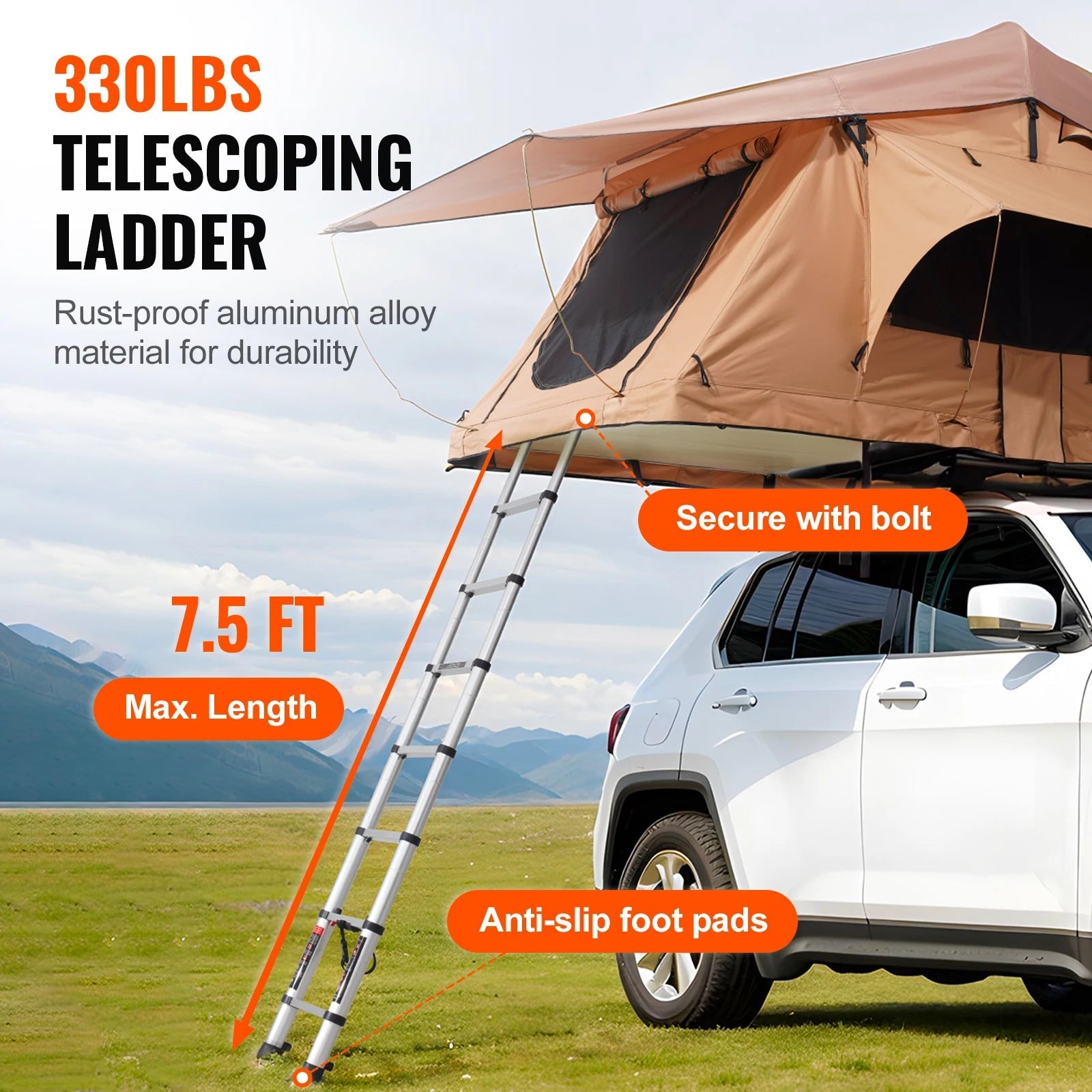 Succebuy Rooftop Tent Hardshell Folding Tent with Telescopic Ladder Mattress PVC Cover Bag Waterproof Jeep SUV Van Pickup Truck Allinoneshop-24