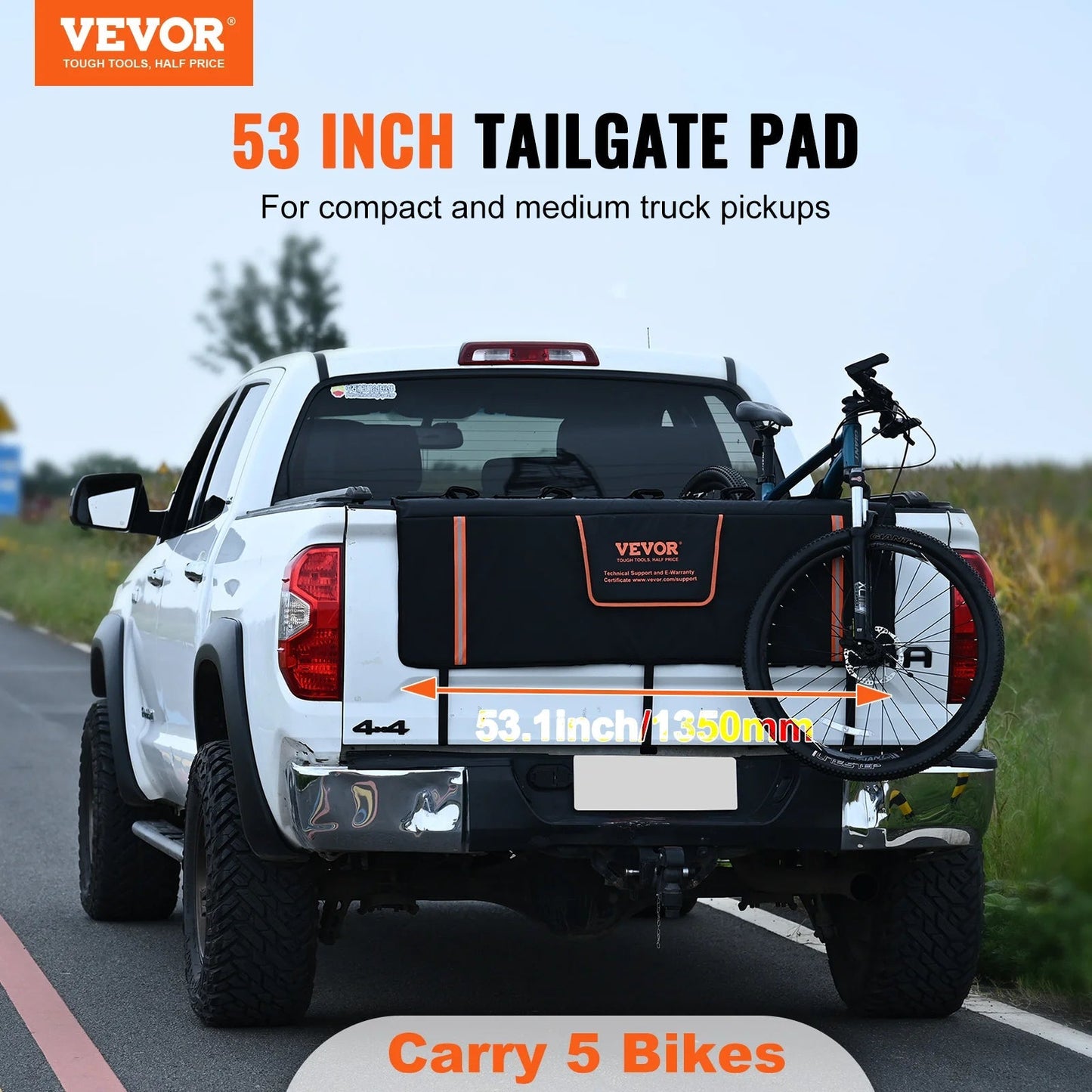 Succebuy Tailgate Bike Pad 53" Truck Tailgate Pad Carry 5 Mountain Bike Tailgate Protection Pad with Reflective Strips Allinoneshop-24