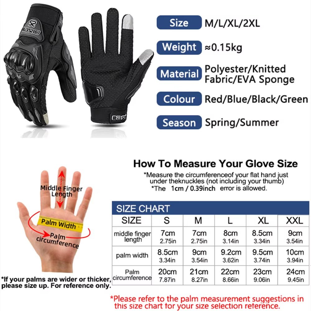 Summer Breathable Full Finger Motorcycle Gloves Non-Slip Wear-Resistant Motocross Racing Gloves Touch Screen Moto Biker Gloves Allinoneshop-24