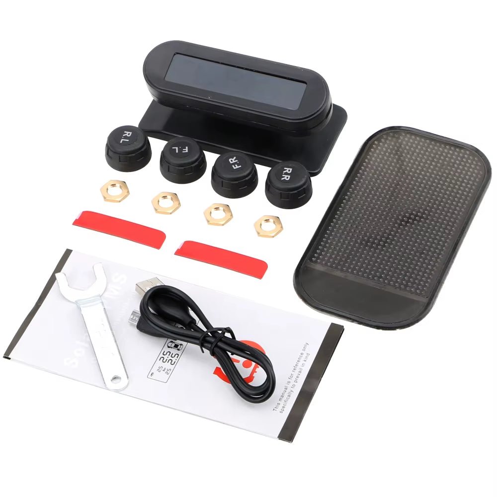 Tire Pressure Monitoring System Temperature Warning Fuel save with 4 External Sensors Solar TPMS Car Tyre Pressure Monitor Allinoneshop-24