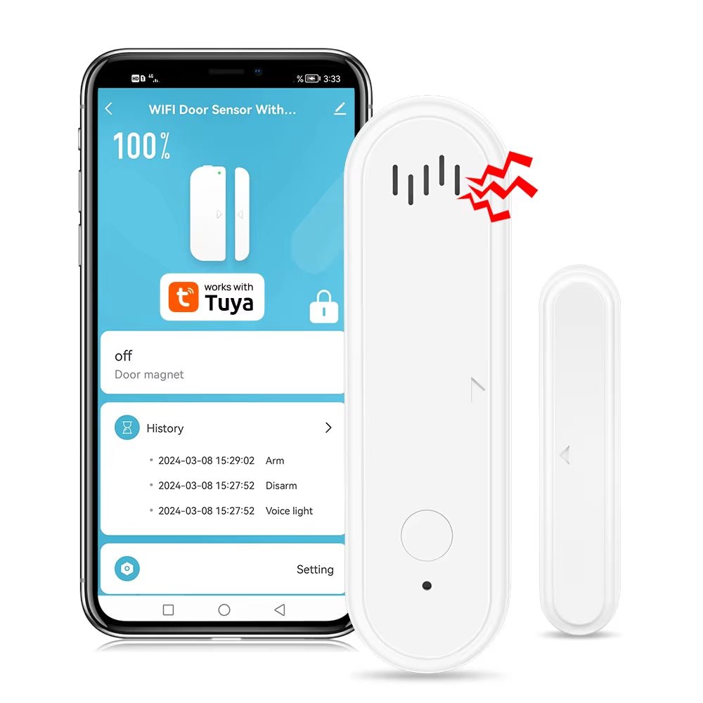 Tuya Wifi or Zigbee Window Door Sensor with Battery Smart Home Security Alarm System Voice Control via Alexa Google Home Smart Allinoneshop-24