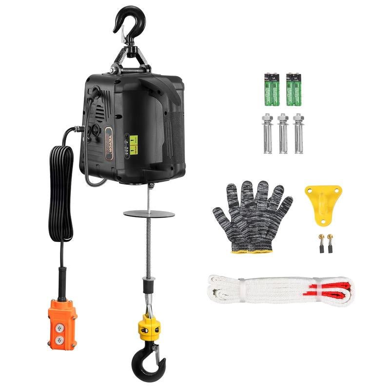 VEVOR Electric Hoist Winch, 1500W Portable Power Winch Crane, Various Specifications, Wired and Wireless Remote Control, Overload Protection Allinoneshop-24