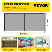 VEVOR Garage Door Screen 16 X 7 Ft for 2 Cars 5.2 Lbs Heavy-Duty Fiberglass Mesh for Quick Entry Self Sealing Magnet Retractable Allinoneshop-24