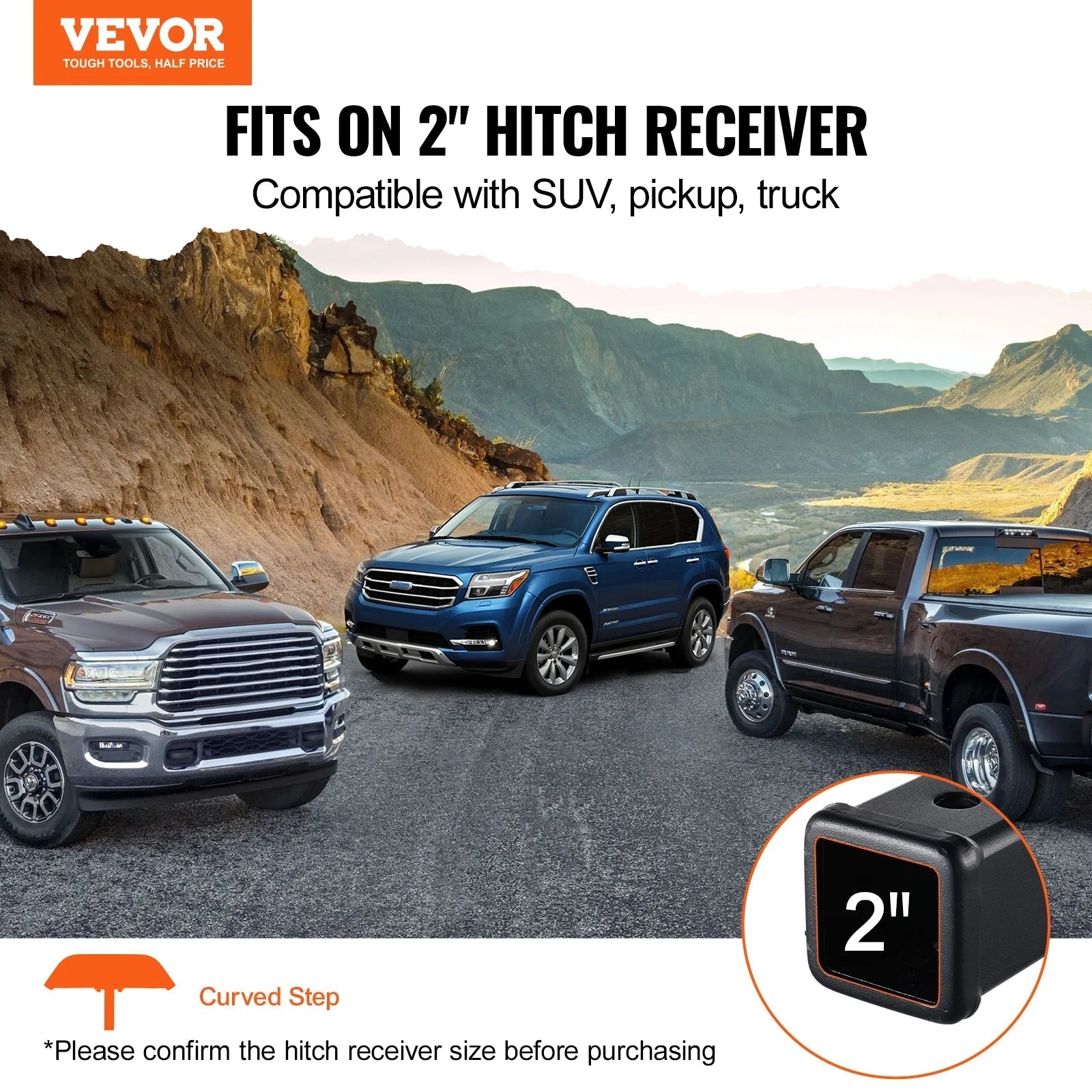 VEVOR Hitch Step for 2" Receiver Steel Construction Rear Bumper Guard Protector with Pin Lock and Stabilizer, Fit for Truck, SUV Allinoneshop-24