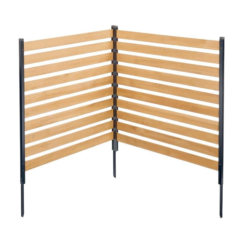 VEVOR Wood Privacy Fence, 38" W X 42" L, 2-Panel Slatted Air Conditioner Fence Screen, Pool Equipment Enclosure with Metal Stakes, Easy DIY Installation, Outdoor Trash Can Hider for Garden Decoration Allinoneshop-24